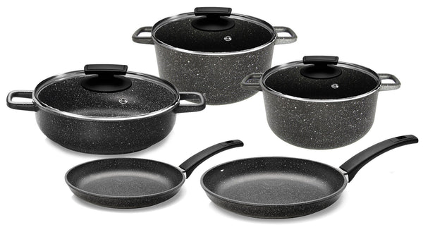 Batterie de cuisine 8 pièces en aluminium moulé sous pression antiadhésive Olympia Hard Cook prezzo