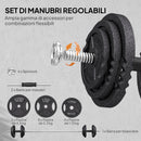 Pesi per Palestra 2 in 1 da 42 kg con 14 Dischi Bilanciere e Manubri in Acciaio Nero      