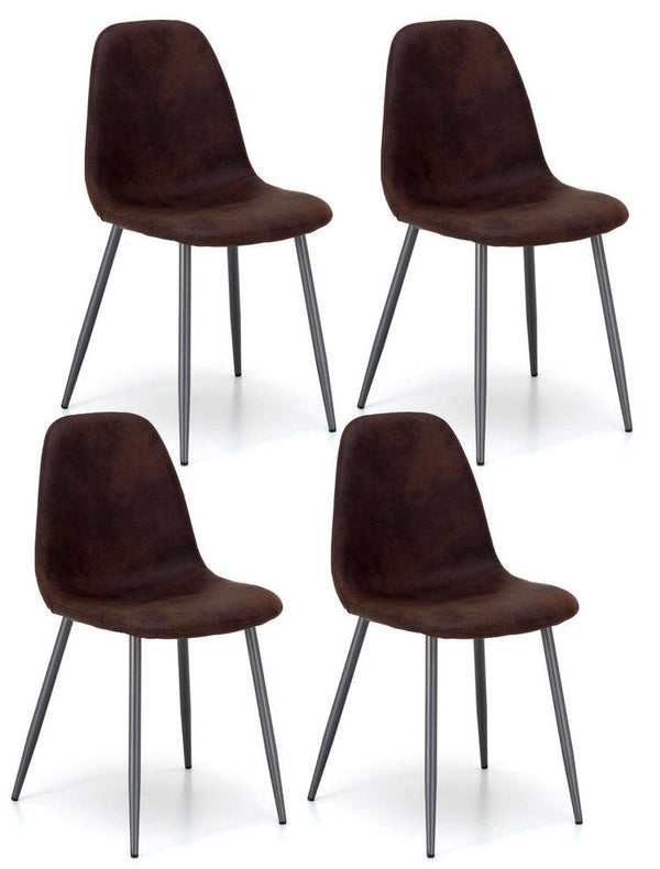 acquista Set 4 Sedie 44x50xH84 cm in Similpelle Brigitte Moka Vintage