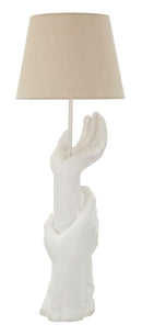 Lampada da Tavolo Life Ø35x93 cm in Resina e Ferro e Tessuto Bianco      