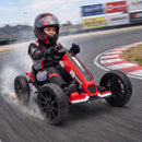 Go-Kart Elettrico per Bambini 3-6 Anni 12 V 98x55,5x46,5 cm con 2 Motori Avvio Morbido Sedile Regolabile e Luci LED in PP Rosso      