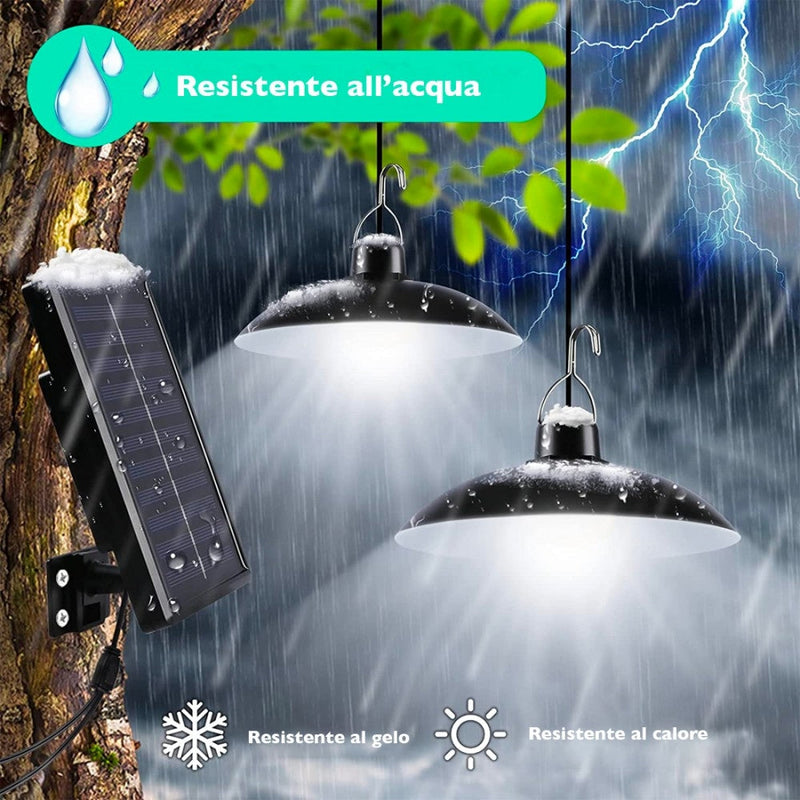 Lampade Solari a Sospensione con Pannello Solare in ABS Bianco e Nero