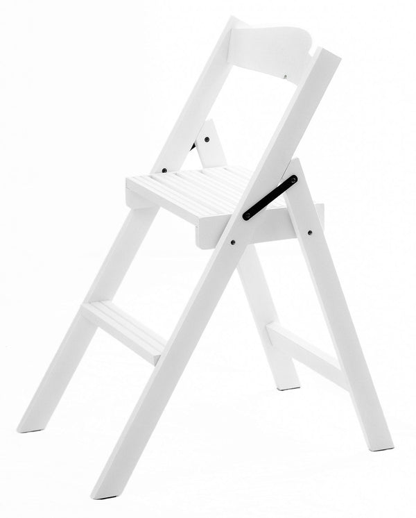 acquista Sedia Scala Pieghevole 51x41xh75 cm in Legno Faggio Massello Bianco Laccato