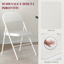 Set 4 Sedie Pieghevoli Imbottite 45x46x78 cm in Finta Pelle PU e Acciaio Bianco      