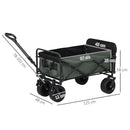Carrello da Giardino 125x48x78-102 cm da 95L Pieghevole in Acciaio e Poliestere Verde 
