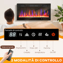 Camino Elettrico da Incasso o a Parete 91,4x9,4x47 cm con Temperatura Regolabile in Acciaio e Vetro Nero      