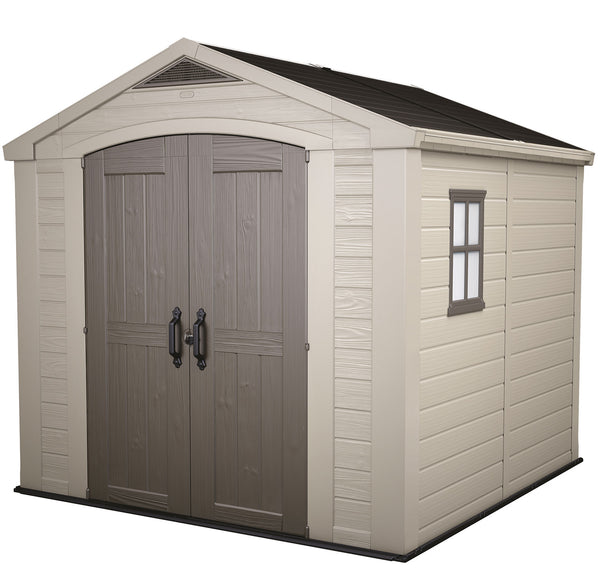 sconto Casetta da Giardino con Mensole 256,5x255x243 cm Keter Factor 8x8 in Polipropilene Rinforzato Beige