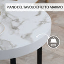 Tavolino da Caffè Rotondo con Base a X 48x48x56,5 cm in MDF e Metallo Bianco