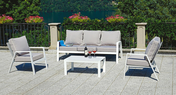 Ensemble Salon de Jardin en Aluminium Canapé 2 Fauteuils et Table Basse Vorghini Grosseto prezzo