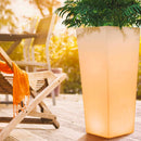 Vaso Quadrato Luminoso da Giardino Solare Autoricaricabile 45x45x102 cm in Polietilene Sined Solar 102 Bianco