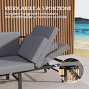 Divano da Giardino 3 in 1 180x63.5x68 cm Reclinabile su 5 Posizioni con Tavolino Estraibile Grigio   
