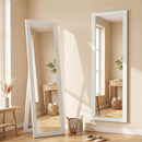 Specchio da Terra a Figura Intera 37x40x155 cm con Cornice e Supporto in Legno MDF e Vetro Bianco      