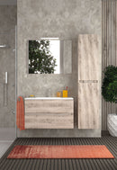 Mobile da Bagno Sospeso con Lavabo 60 cm e Specchio Urano Light Rovere Naturale      