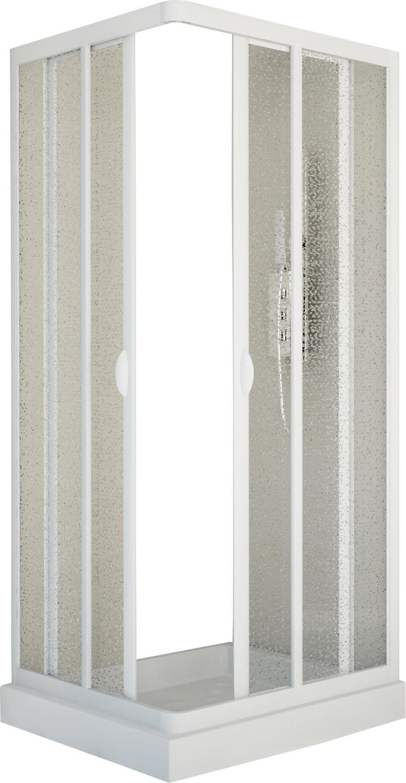 Box Doccia Angolare 2 Ante Scorrevoli in Acrilico 2,2 mm H185 cm Dorini Bianco Varie Misure