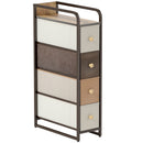 Cassettiera Salvaspazio 20x47x84,5 cm con 4 Cassetti Pieghevoli in Tessuto Acciaio e Legno Multicolore      