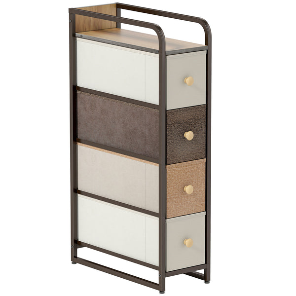 Cassettiera Salvaspazio 20x47x84,5 cm con 4 Cassetti Pieghevoli in Tessuto Acciaio e Legno Multicolore online