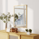 Specchio da Parete Rettangolare 60x80 cm con Ganci in Vetro e MDF Color Legno      