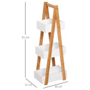 Mobiletto da Bagno 3 Ripiani 21x30x81 cm in MDF Bianco e Bambù