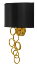 Lampada da Muro Rich 30x20x50 cm in Ferro e Tessuto Oro e Nero      