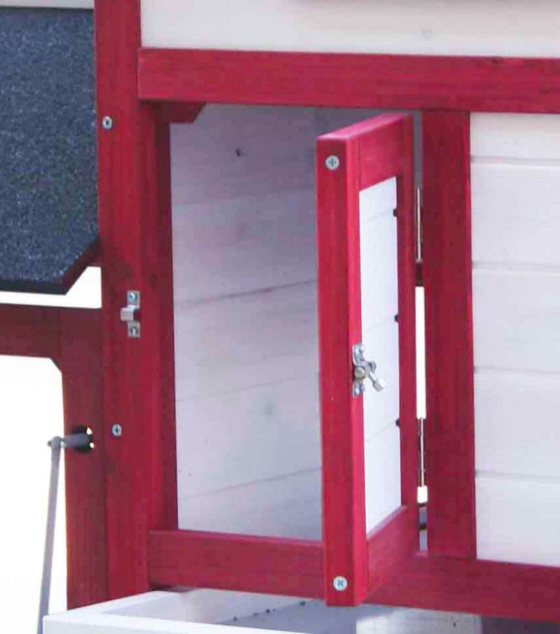 Pollaio da Giardino 152x62x92 cm Per 3 Galline in Legno Rosso e Bianco