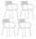 Set 4 Sedie 61x51,5xH82 cm in Legno e Metallo Woody capotavola Bianco