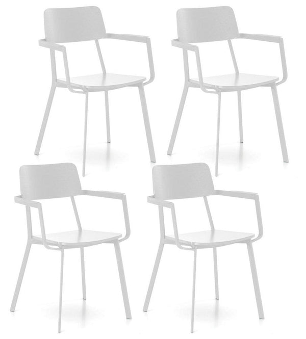 prezzo Set 4 Sedie 61x51,5xH82 cm in Legno e Metallo Woody capotavola Bianco