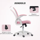 Sedia da Ufficio Ergonomica e Regolabile 65.5x61.5x88-97.5 cm con Schienale a Rete e Seduta Imbottita Rosa      
