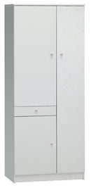 Armadio 3 Ante 1 Cassetto 77x183x34 cm Bianco Lisco