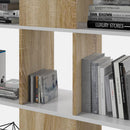 Mobile a Scaffali Libreria 4 Livelli 145x145x29 cm in Legno Zig Zag Bianco e Rovere