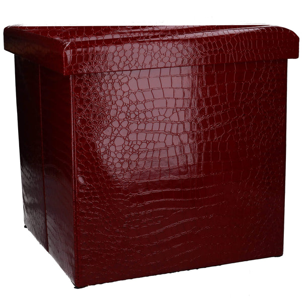 Pouf en simili cuir carré rouge cm 38x38xh39 prezzo