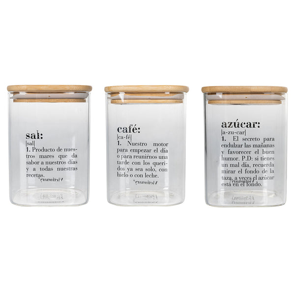 sconto Ensemble de 3 pots à sel, sucre et café 1 litre en verre transparent espagnol VdE Tivoli 1996