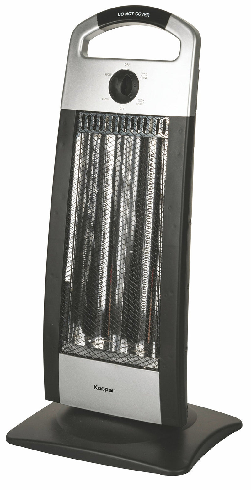 Stufa Elettrica 2 Elementi 30x23x62 cm 900W Kooper Nera e Grigia