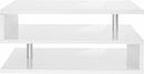 Tavolino a S con Ripiani a Giorno 90x41,5x55 cm Zeta Bianco Lucido  