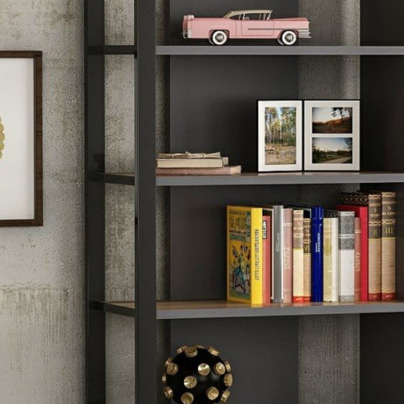 Libreria 94x160 cm Leno antracite ripiani noce 