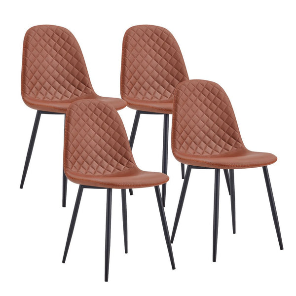 acquista Set 4 Sedie 43x42x86 cm in Similpelle Trapuntata Bella Marrone Seconda Scelta