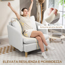 Poltrona da Salotto Moderna 90x86x91 cm Imbottitura a Molle Insacchettate in Tessuto Effetto Lino Crema  