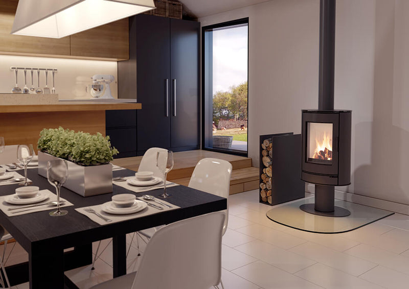 Stufa a Legna 5,5/10,5KW Piastrellata in Acciaio Flig Springfield Plus Rossa