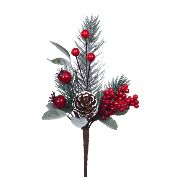 Lot de 24 Pics Baies au Sapin H20 cm Rouge sconto