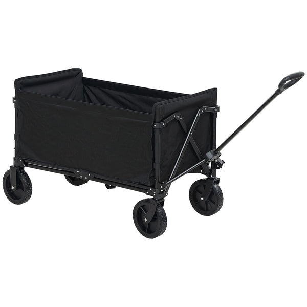 Carrello da Giardino 90x48x62 cm da 120L Pieghevole in Acciaio e Poliestere Nero acquista