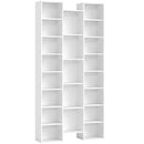 Libreria Moderna 89,5x23,5x181 cm con 21 Scomparti e 10 Ripiani Regolabili in Legno Bianco      