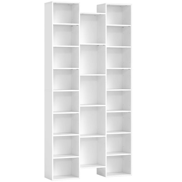Libreria Moderna 89,5x23,5x181 cm con 21 Scomparti e 10 Ripiani Regolabili in Legno Bianco sconto
