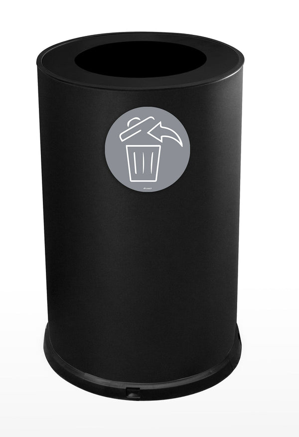 sconto Pattumiera Per Raccolta Differenziata Ø45xh72 cm In Acciaio Verniciato 1 Scomparto con Anello Reggisacco Nero