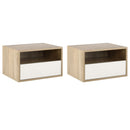 Set 2 Comodini Sospesi 45x35x27,5 cm con Cassetto e Ripiano Bianco