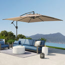 Ombrellone da Giardino a Braccio 300x325x230A cm Base a Croce in Metallo e Poliestere Cachi  