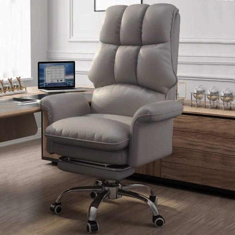 Sedia Poltrona da Ufficio Presidenziale Imbottita con Poggiapiedi Grigio