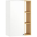 Armadietto Bagno a Parete 59,5x30x90 cm con Ripiani Regolabili e 3 Mensole Aperte Bianco e Legno      