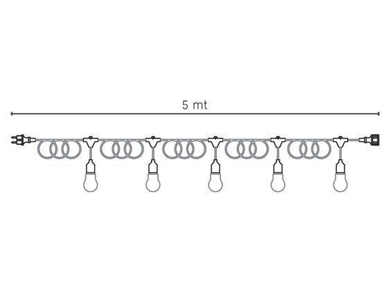 Cavo per Esterno con 5 Portalampade E27 5m in Termoplastico Sovil Bianco
