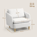 Poltrona da Salotto Moderna 90x86x91 cm Imbottitura a Molle Insacchettate in Tessuto Effetto Lino Crema  
