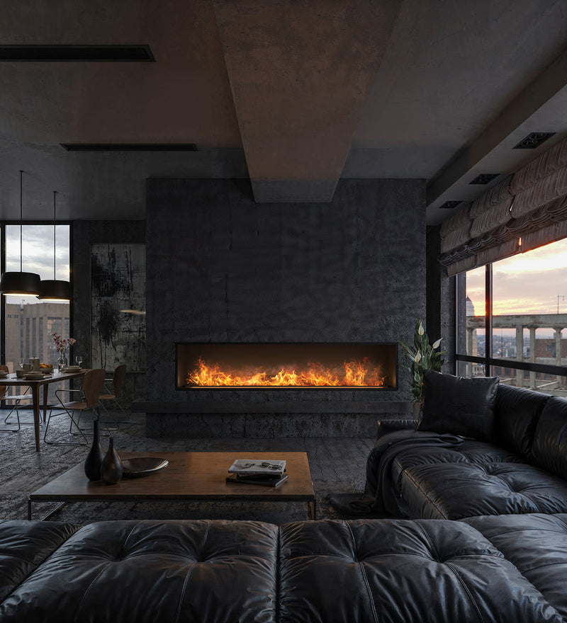 Camino a Vapore Elettrico da Incasso 220x45(64,8)x40 cm Invapo Inside con Ricarica Automatica e LED RGB Nero       