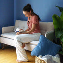 Divano 2 Posti 139x68x80 cm con Cuscini Imbottiti in Tessuto Effetto Lino Bianco Crema  